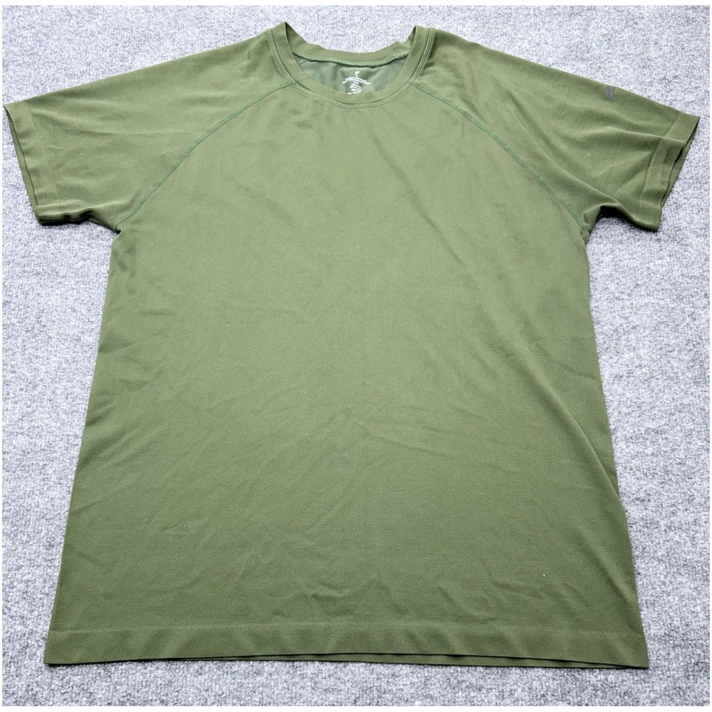Fabletics Mens XL Training T-Shirt Olive Green Raglan Performance Tee RN134638